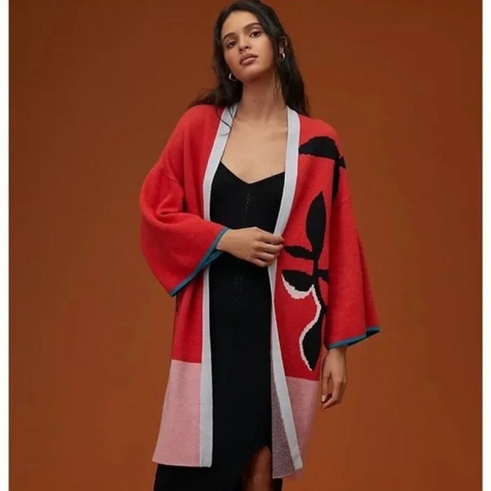 Anthropologie Cardigan Laetitia Rouget Botanical Kimono Great Condition One Size